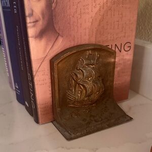 Vintage Antique? Bronze and Steel Bookends Ships Set of 2